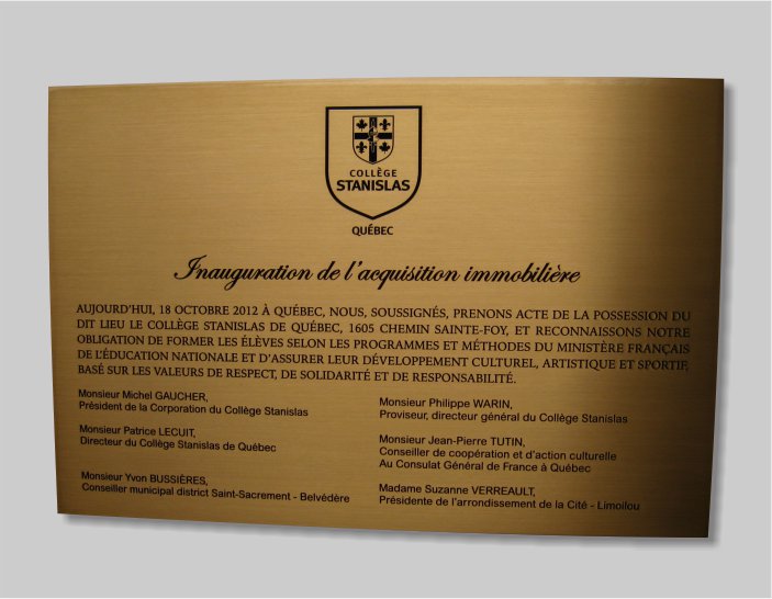 Plaque Inscription Gradification Plaque commémorative en bronze, en aluminium et inox | Plaques Prestige